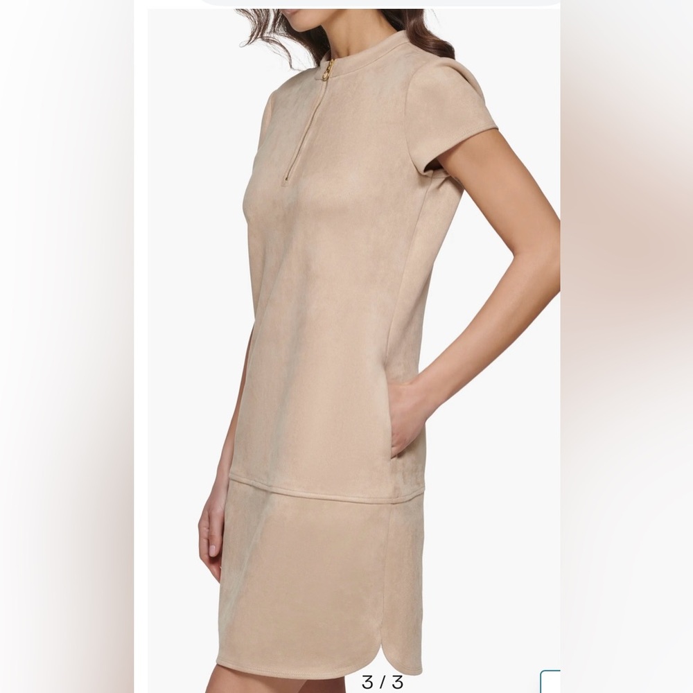 Kensie tan Faux Suede short sleeve Shirtdress with pockets size 4